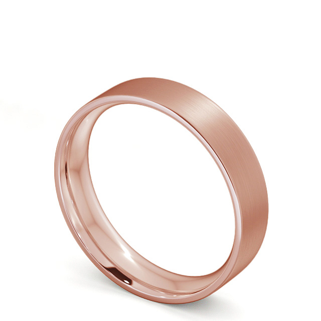 Mens Plain Wedding Ring 18K Rose Gold - Flat Court (Matt) WBM3B_RG_SIDE