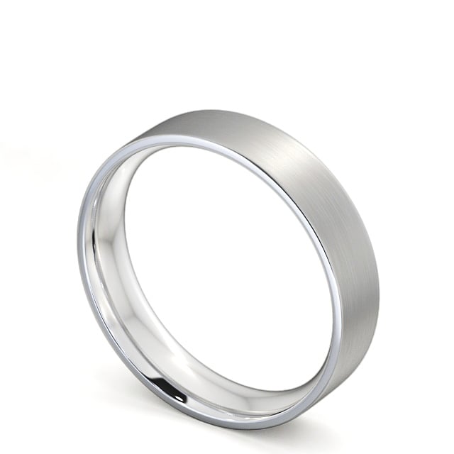 Mens Plain Wedding Ring 9K White Gold - Flat Court (Matt) WBM3B_WG_SIDE