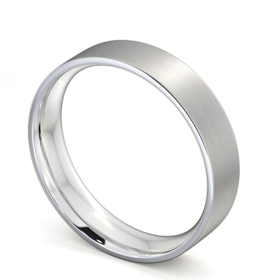 Mens Plain Flat Court with Matt Finish Wedding Ring Platinum WBM3B_WG_THUMB1