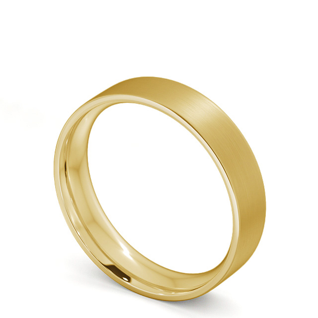 Mens Plain Wedding Ring 9K Yellow Gold - Flat Court (Matt) WBM3B_YG_SIDE