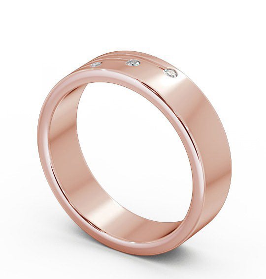 Mens Round Diamond 0.03ct Grooved Wedding Ring 18K Rose Gold WBM40_RG_THUMB1 