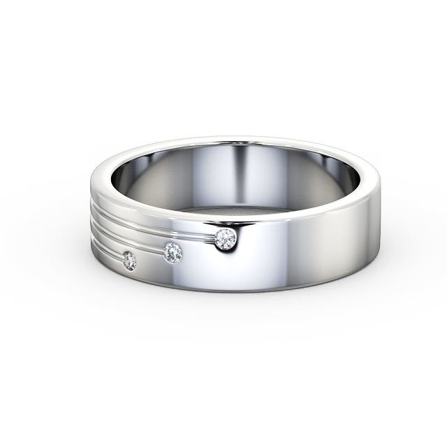 Mens Diamond 0.03ct Wedding Ring Platinum - Dulas WBM40_WG_FLAT