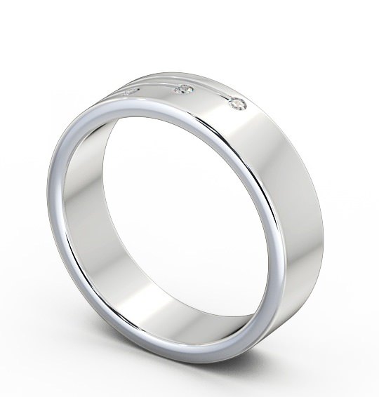  Mens Diamond 0.03ct Wedding Ring 18K White Gold - Dulas WBM40_WG_THUMB1 