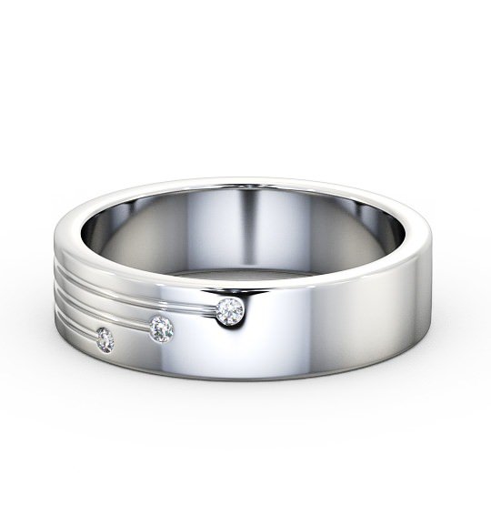  Mens Diamond 0.03ct Wedding Ring 18K White Gold - Dulas WBM40_WG_THUMB2 