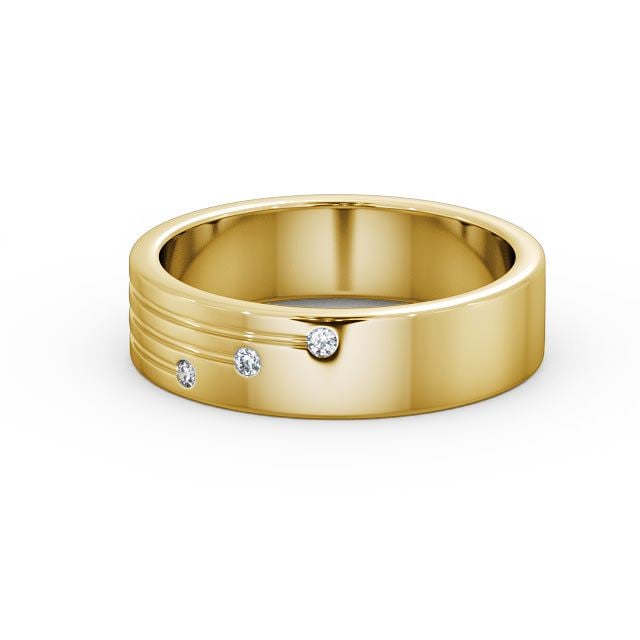 Mens Diamond 0.03ct Wedding Ring 18K Yellow Gold - Dulas WBM40_YG_FLAT