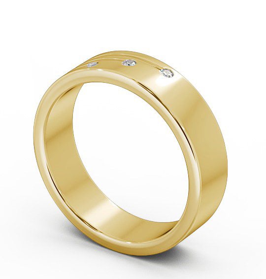 Mens Round Diamond 0.03ct Grooved Wedding Ring 18K Yellow Gold WBM40_YG_THUMB1 