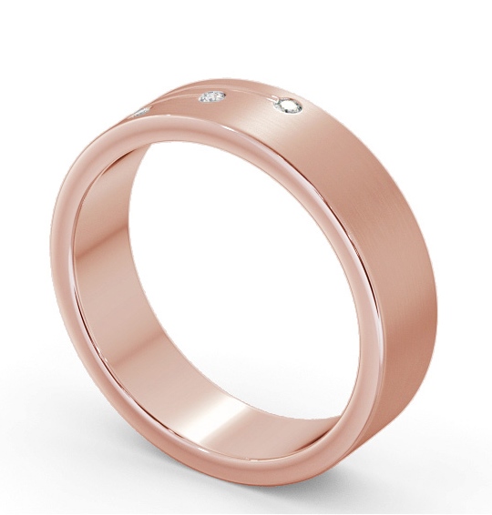 Mens Round Diamond 0.03ct Grooved with Matt Finish Wedding Ring 18K Rose Gold WBM40B_RG_THUMB1 