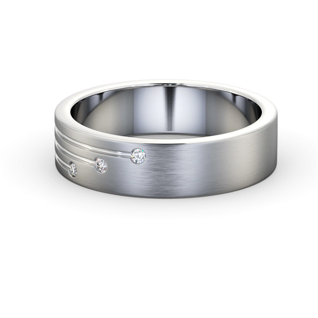Mens Diamond 0.03ct Wedding Ring Platinum - Dulas (Matt) WBM40B_WG_FLAT