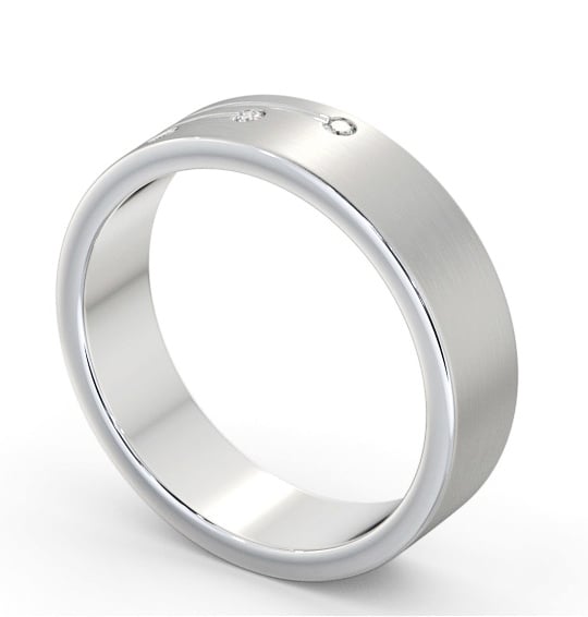  Mens Diamond 0.03ct Wedding Ring 9K White Gold - Dulas (Matt) WBM40B_WG_THUMB1 