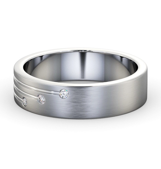  Mens Diamond 0.03ct Wedding Ring 18K White Gold - Dulas (Matt) WBM40B_WG_THUMB2 