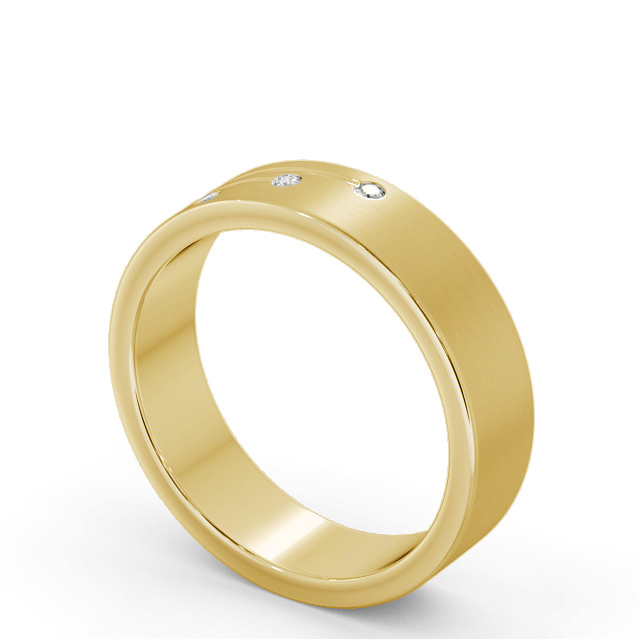 Mens Diamond 0.03ct Wedding Ring 9K Yellow Gold - Dulas (Matt) WBM40B_YG_SIDE