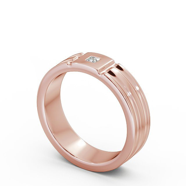 Mens Grooved Diamond Wedding Ring 18K Rose Gold - Friarn WBM41_RG_SIDE