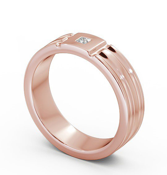 Mens Grooved Princess Diamond Wedding Ring 9K Rose Gold WBM41_RG_THUMB1