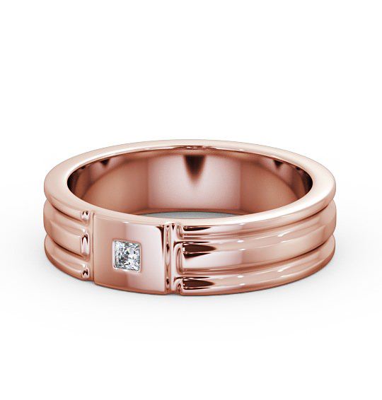 Mens Grooved Princess Diamond Wedding Ring 18K Rose Gold WBM41_RG_THUMB2 
