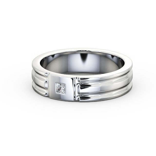 Mens Grooved Diamond Wedding Ring 9K White Gold - Friarn WBM41_WG_FLAT