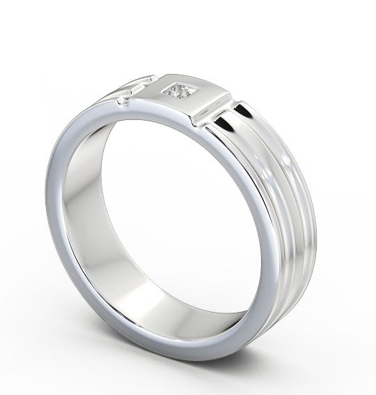 Mens Grooved Princess Diamond Wedding Ring Platinum WBM41_WG_THUMB1