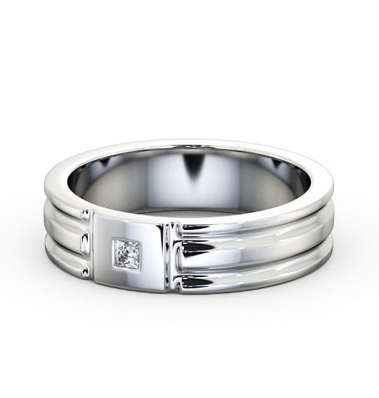 Mens Grooved Diamond Wedding Ring 9K White Gold - Friarn WBM41_WG_THUMB2 