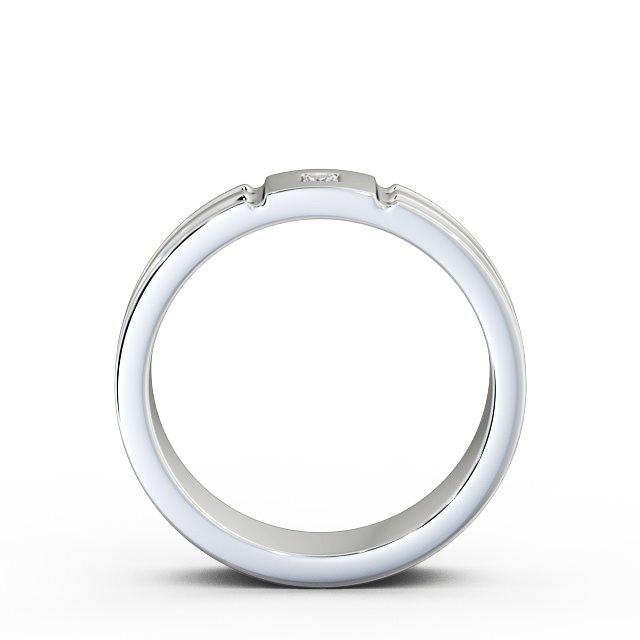 Mens Grooved Diamond Wedding Ring 18K White Gold - Friarn WBM41_WG_UP