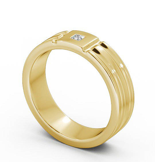 Mens Grooved Princess Diamond Wedding Ring 18K Yellow Gold WBM41_YG_THUMB1 