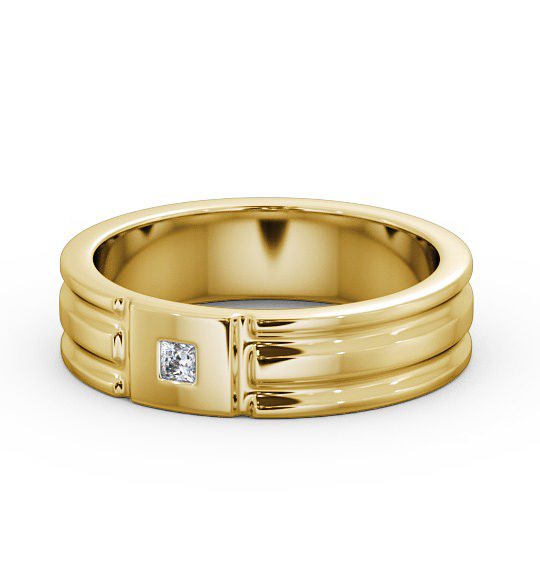  Mens Grooved Diamond Wedding Ring 9K Yellow Gold - Friarn WBM41_YG_THUMB2 