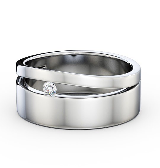 Mens Round Diamond 0.05ct Wedding Ring 18K White Gold WBM42_WG_THUMB2 