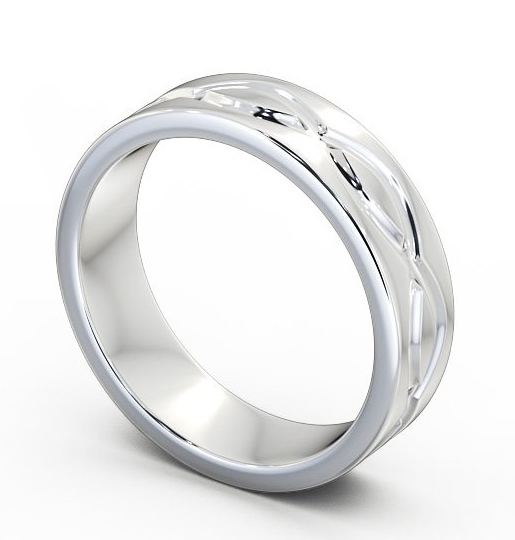  Mens Patterned Wedding Ring 9K White Gold - Rydal WBM43_WG_THUMB1 