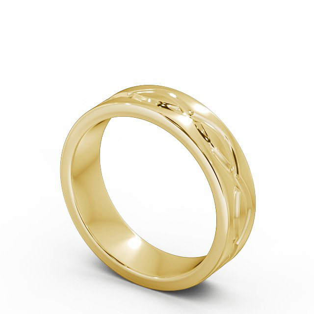 Mens Patterned Wedding Ring 9K Yellow Gold - Rydal WBM43_YG_SIDE