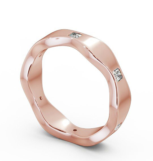 Mens Princess Diamond 0.30ct Waving Edge Wedding Ring 18K Rose Gold WBM44_RG_THUMB1