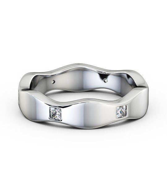 Mens Princess Diamond 0.30ct Waving Edge Wedding Ring 18K White Gold WBM44_WG_THUMB2 