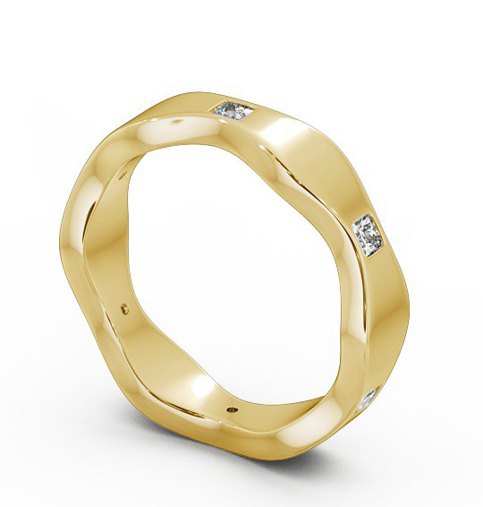 Mens Princess Diamond 0.30ct Waving Edge Wedding Ring 18K Yellow Gold WBM44_YG_THUMB1