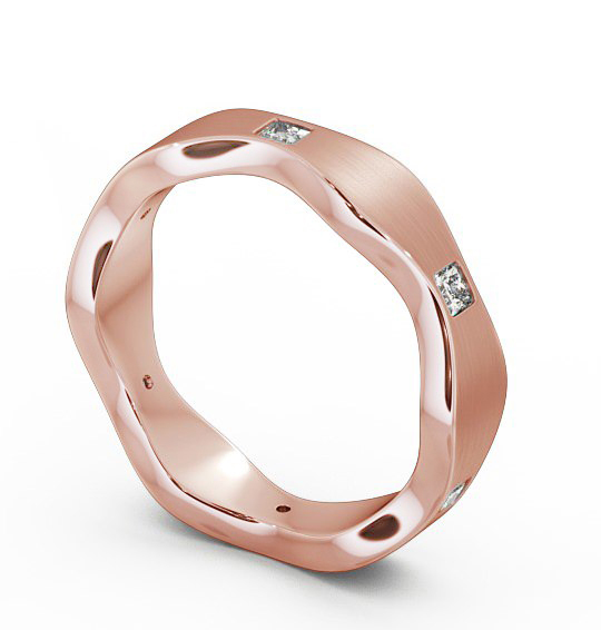 Mens Princess Diamond 0.30ct Waving Edge Matt Finish Wedding Ring 18K Rose Gold WBM44B_RG_THUMB1 