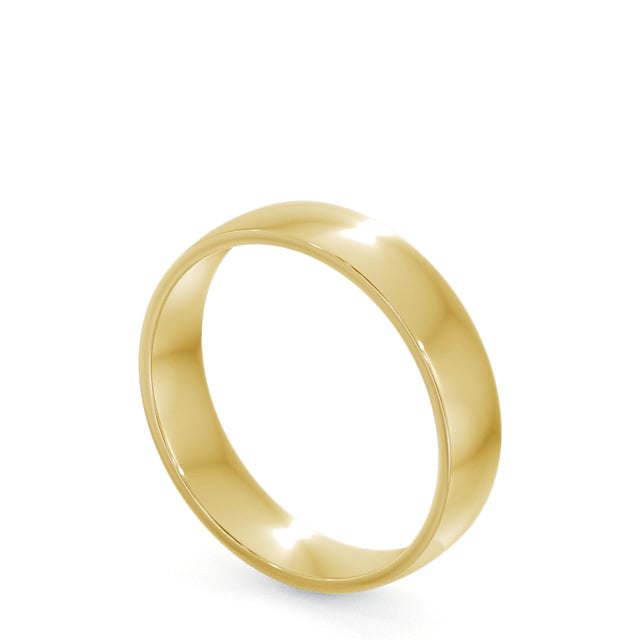 Mens Plain Wedding Ring 18K Yellow Gold Flat Side Court