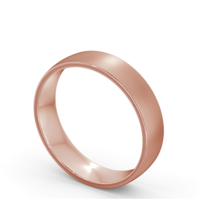 Mens Plain Wedding Ring 18K Rose Gold Flat Side Court Matt