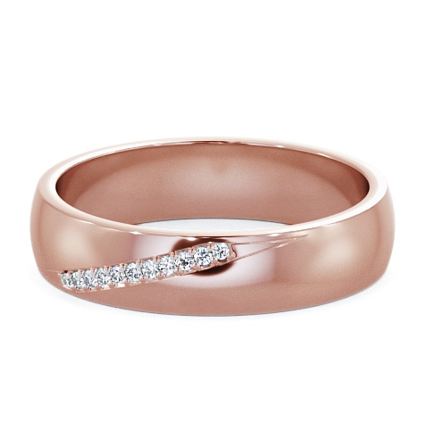 Mens Round Diamond 0.05ct Diagonal Set Wedding Ring 18K Rose Gold WBM48_RG_THUMB2 