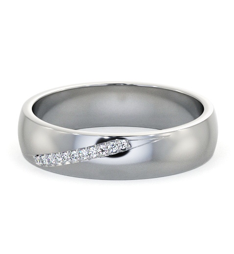 Mens Round Diamond 0.05ct Diagonal Set Wedding Ring 18K White Gold WBM48_WG_THUMB2 