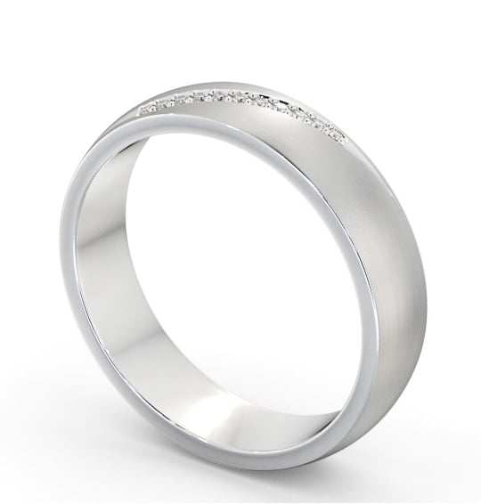  Mens Diamond 0.05ct Wedding Ring 9K White Gold - Rosaura (Matt) WBM48B_WG_THUMB1 