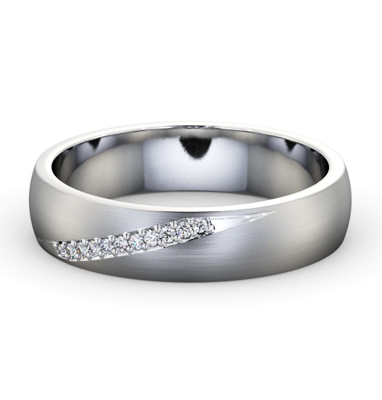  Mens Diamond 0.05ct Wedding Ring 9K White Gold - Rosaura (Matt) WBM48B_WG_THUMB2 