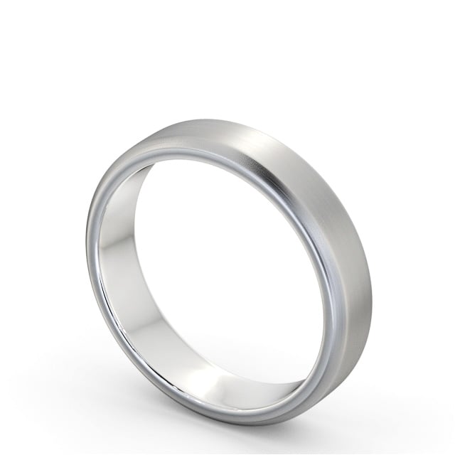 Mens Plain Wedding Ring Platinum - Bevel Edge (Matt) WBM49B_WG_SIDE