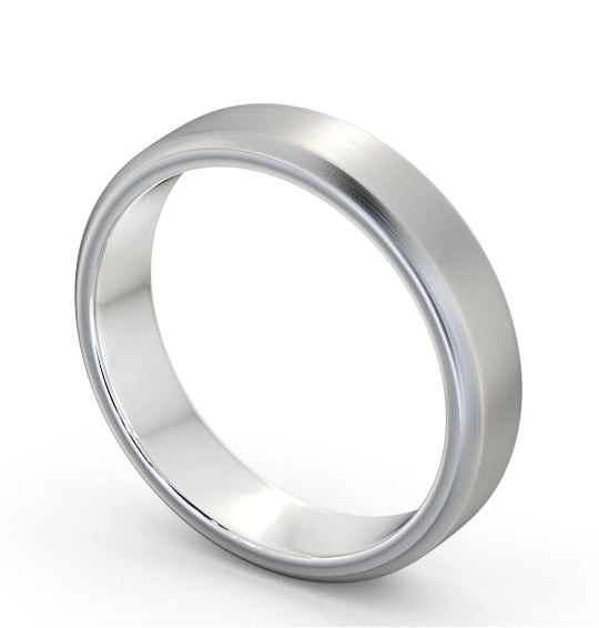  Mens Plain Wedding Ring 9K White Gold - Bevel Edge (Matt) WBM49B_WG_THUMB1 