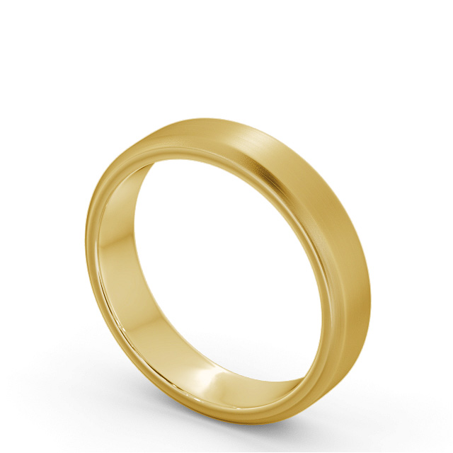 Mens Plain Wedding Ring 9K Yellow Gold - Bevel Edge (Matt) WBM49B_YG_SIDE