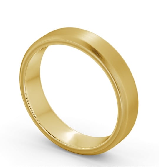 Mens Plain Wedding Ring 9K Yellow Gold - Bevel Edge (Matt) WBM49B_YG_THUMB1