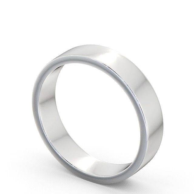 Mens Plain Wedding Ring 18K White Gold - Flat WBM4_WG_SIDE