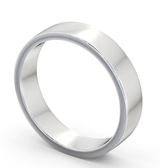 Mens Plain Flat Style Wedding Ring Platinum WBM4_WG_THUMB1