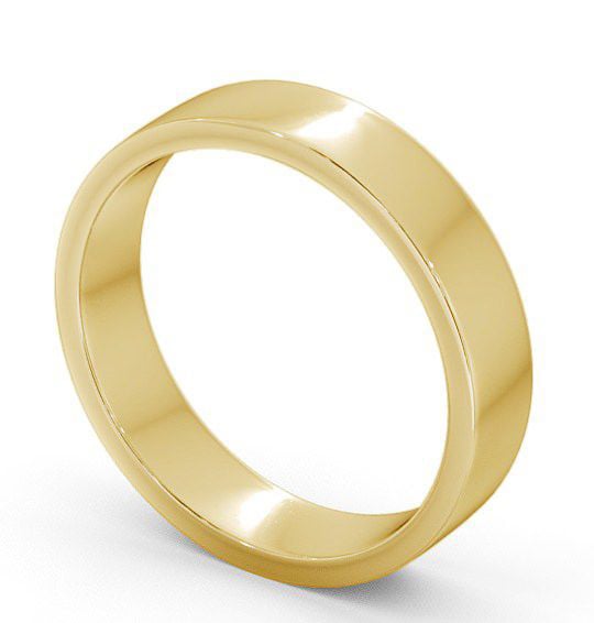 Mens Plain Flat Style Wedding Ring 18K Yellow Gold WBM4_YG_THUMB1