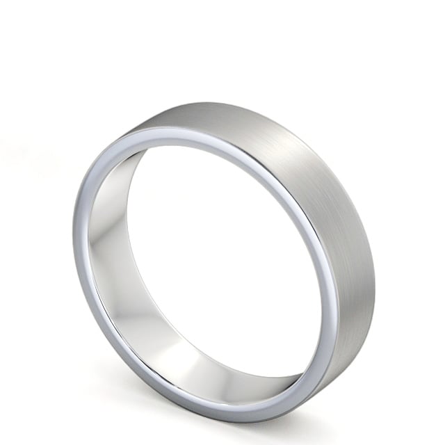 Mens Plain Wedding Ring 18K White Gold - Flat (Matt) WBM4B_WG_SIDE