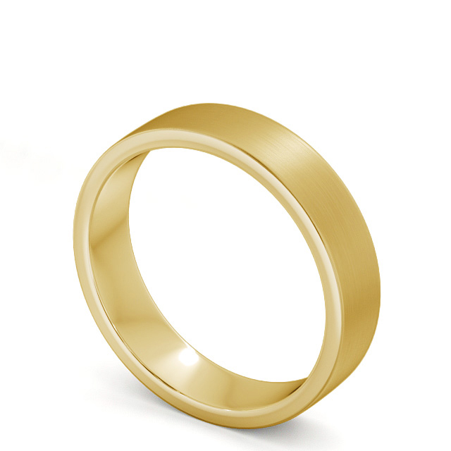 Mens Plain Wedding Ring 18K Yellow Gold - Flat (Matt) WBM4B_YG_SIDE