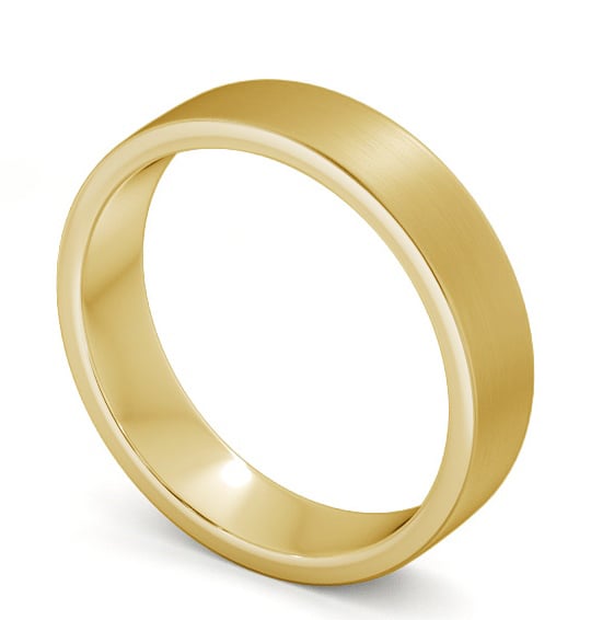 Mens Plain Flat Profile with Matt Finish Wedding Ring 18K Yellow Gold WBM4B_YG_THUMB1