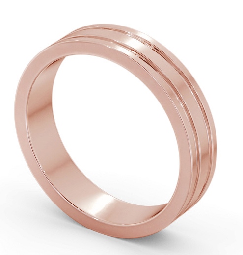 Mens Flat Profile Double Groove Wedding Ring 9K Rose Gold WBM50_RG_THUMB1