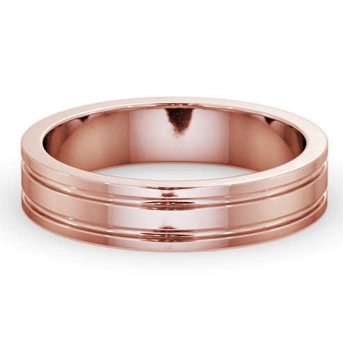  Mens Wedding Ring 18K Rose Gold - Flat Double Grooved WBM50_RG_THUMB2 