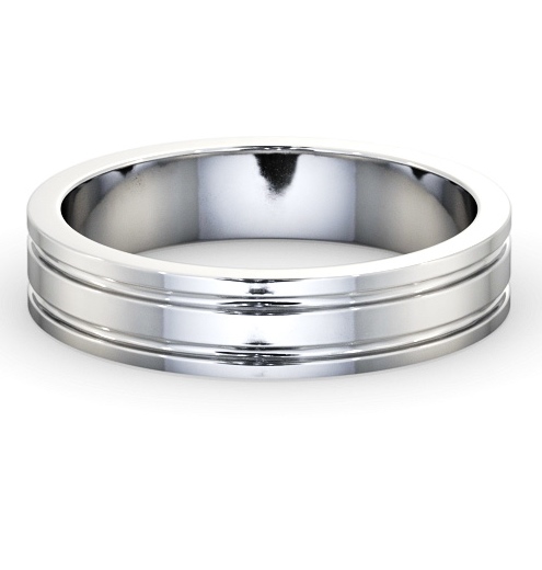  Mens Wedding Ring Platinum - Flat Double Grooved WBM50_WG_THUMB2 